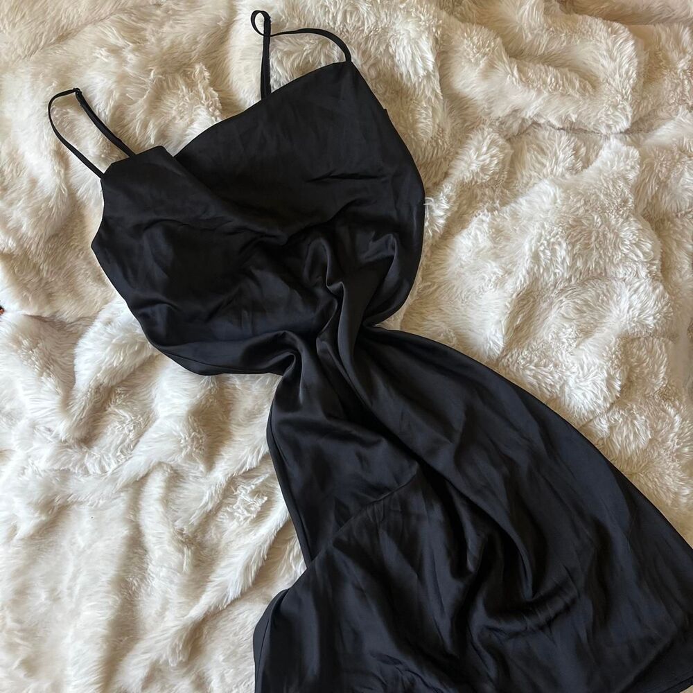Satin Women's Black Dress